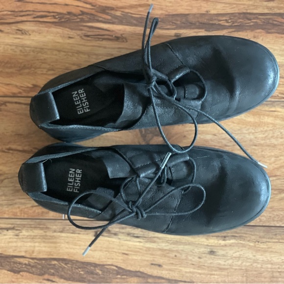 Eileen Fisher Kipling Black Nubuck leather sneakers shoes comfort 5.5 NWOT - Picture 3 of 6